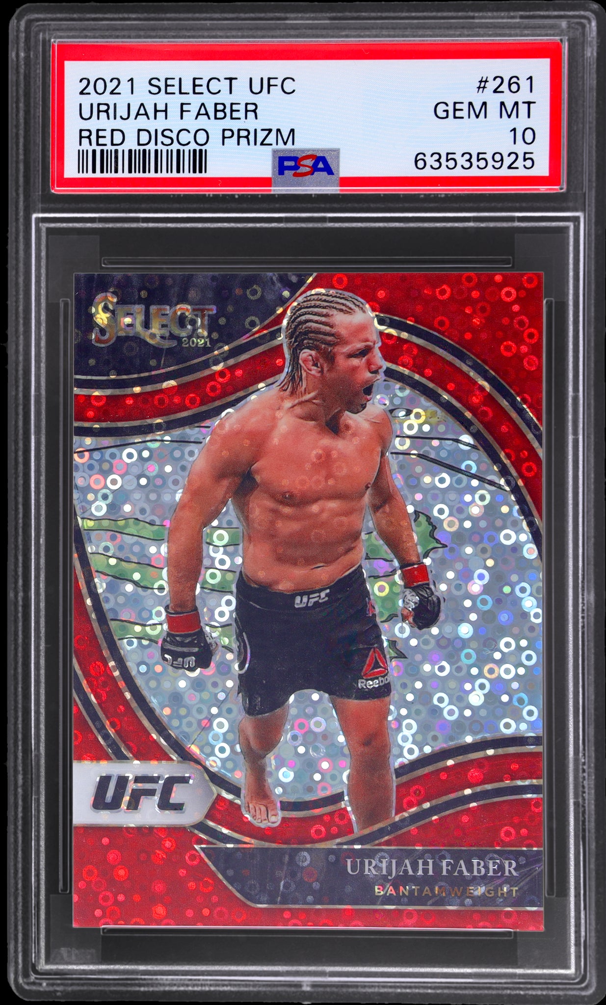 2021 Panini Select UFC Red Disco Prizm Urijah Faber #261 /199 PSA 10