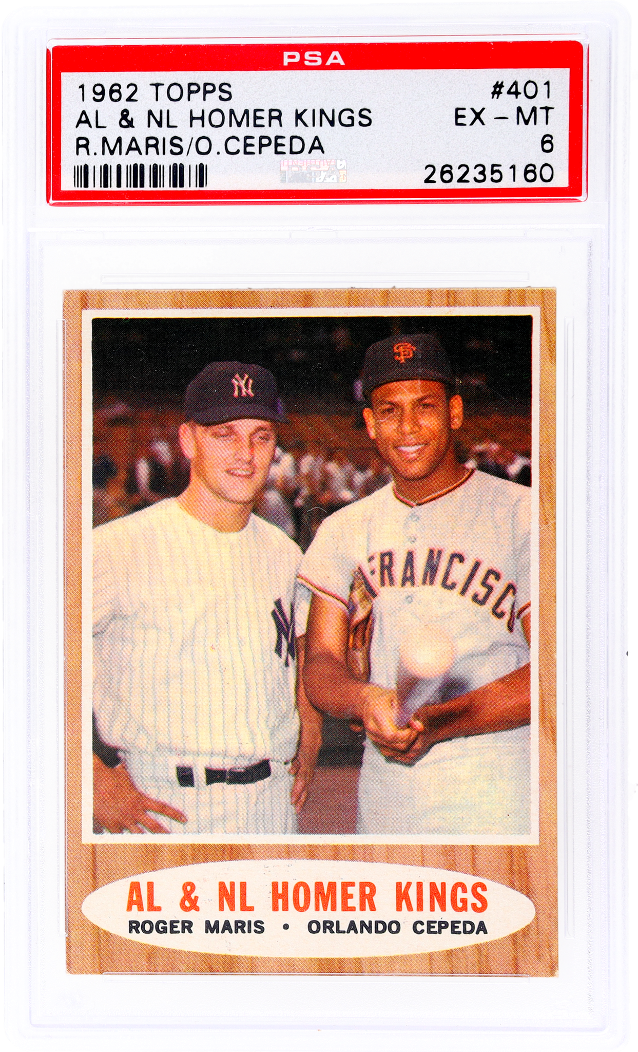 1962 Topps #401 Orlando Cepeda/Roger Maris PSA 6