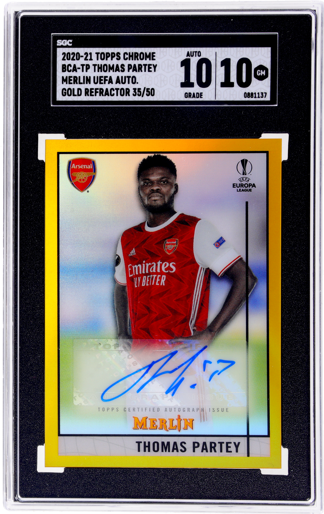 2020-21 Topps Chrome Merlin Uefa #BCA-TP Thomas Partey Auto. Gold Refractor 35 SGC 10