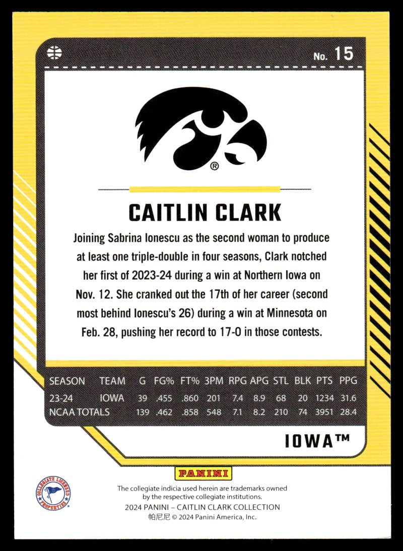 2024 Panini Donruss /22 #15 Caitlin Clark