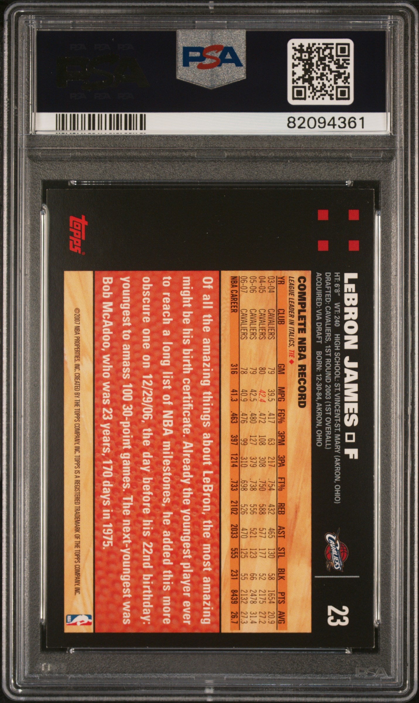 2007 Topps LeBron James #23 PSA 8