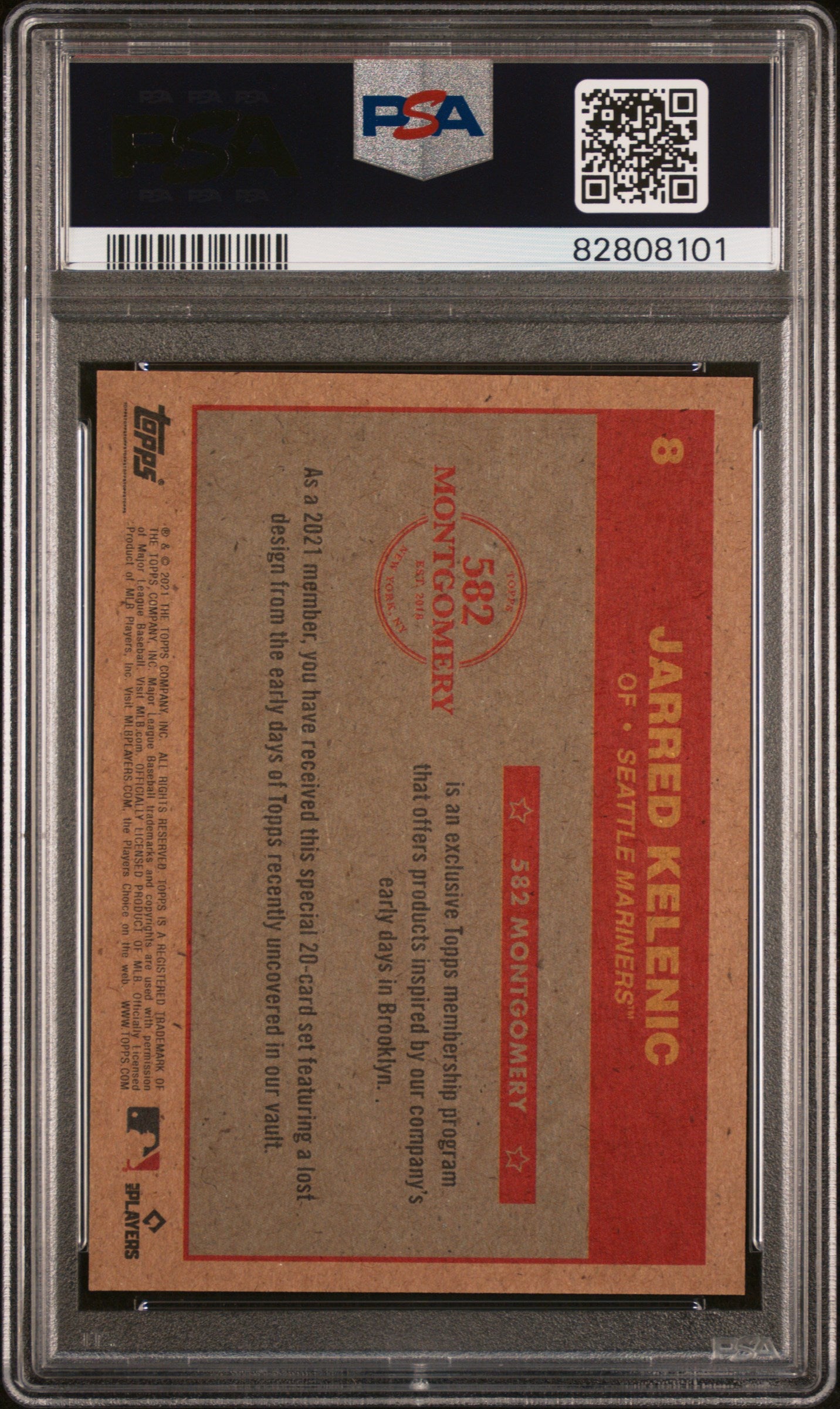 2021 Topps 582 Montgomery Set 5 Jarred Kelenic Rookie RC #8 PSA 10