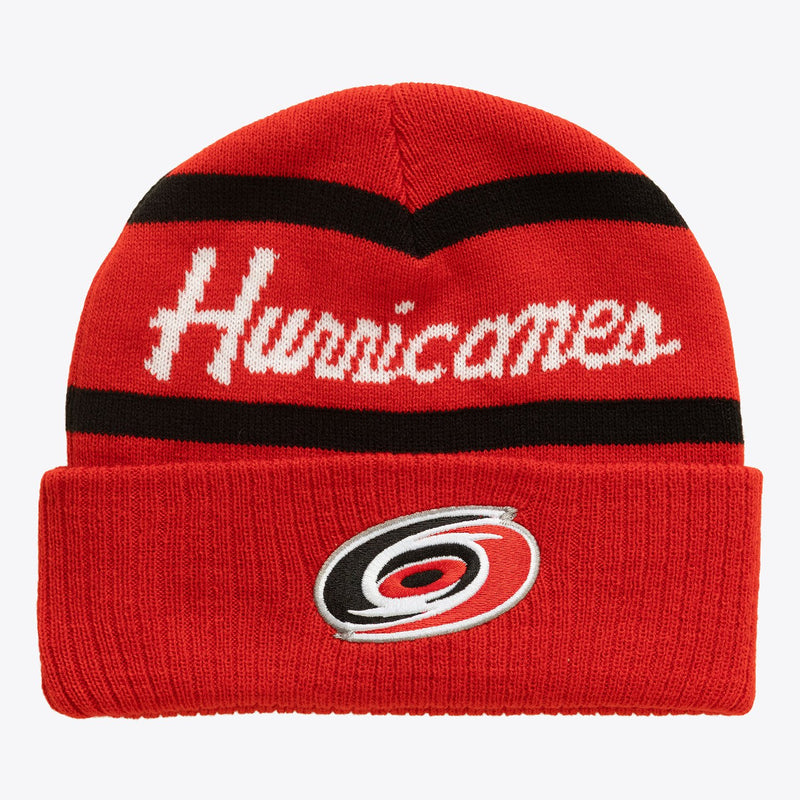 Mitchell & Ness Carolina Hurricanes Red Head Coach Cuffed Knit Hat