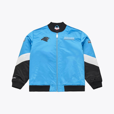 Mitchell & Ness Carolina Panthers Blue Triple Check Heavyweight Satin Full-Zip Jacket