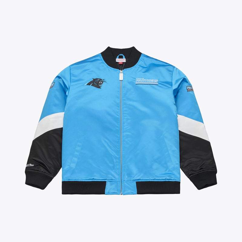Mitchell & Ness Carolina Panthers Blue Triple Check Heavyweight Satin Full-Zip Jacket