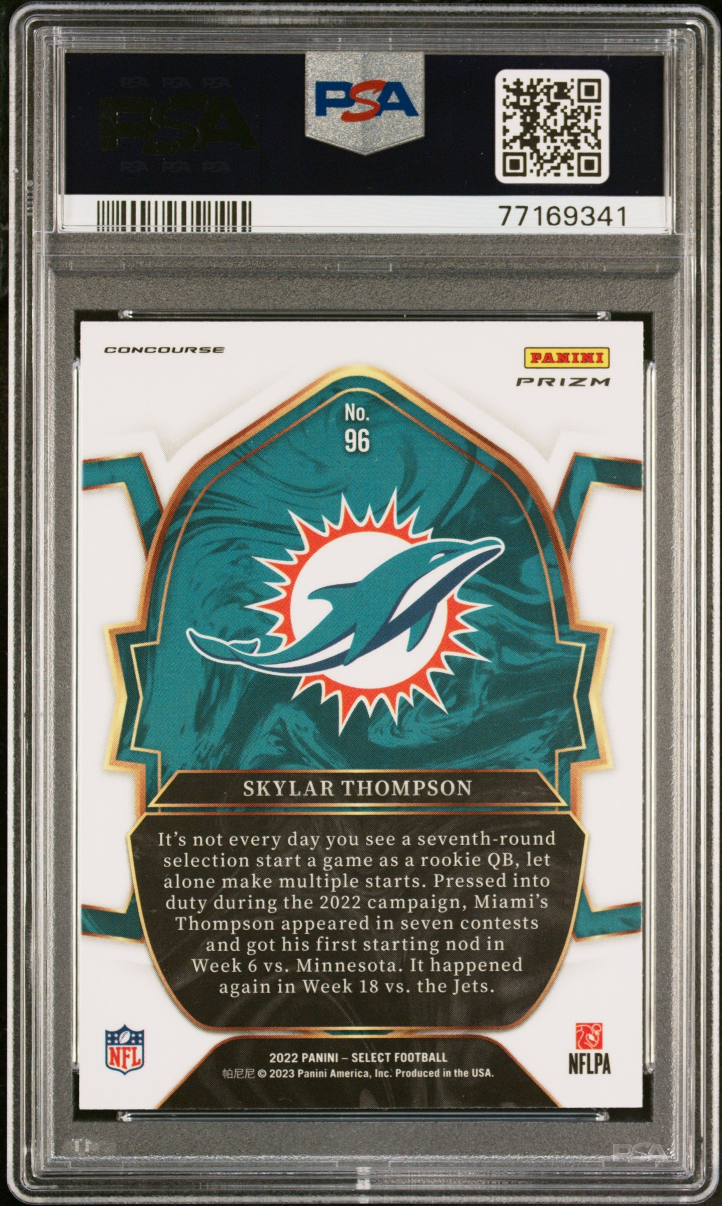 2022 Panini Select Silver Prizm Skylar Thompson #96 RC PSA 10