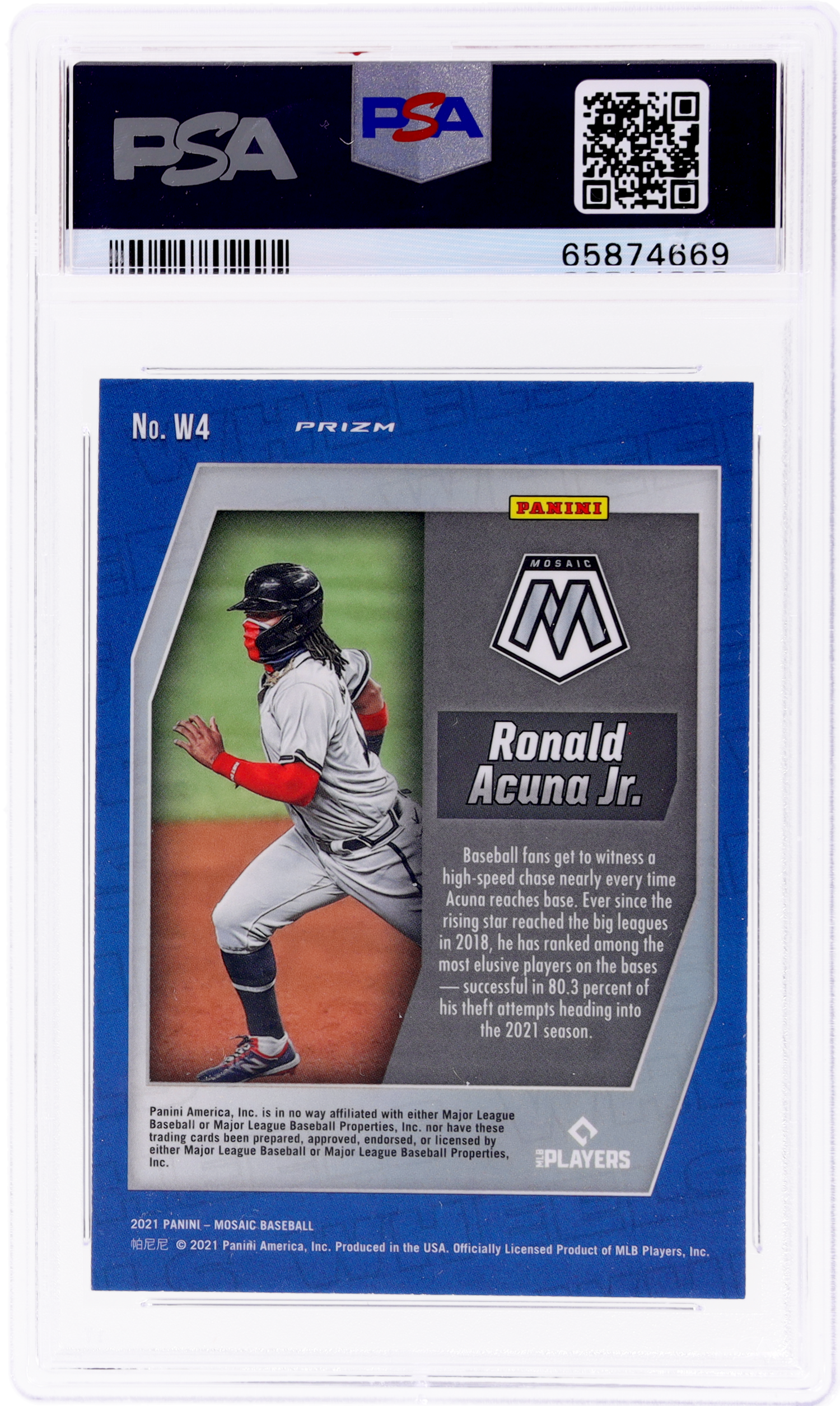 2021 Panini Mosaic Wheels Prizm Ronald Acuna Jr. #4 PSA 10