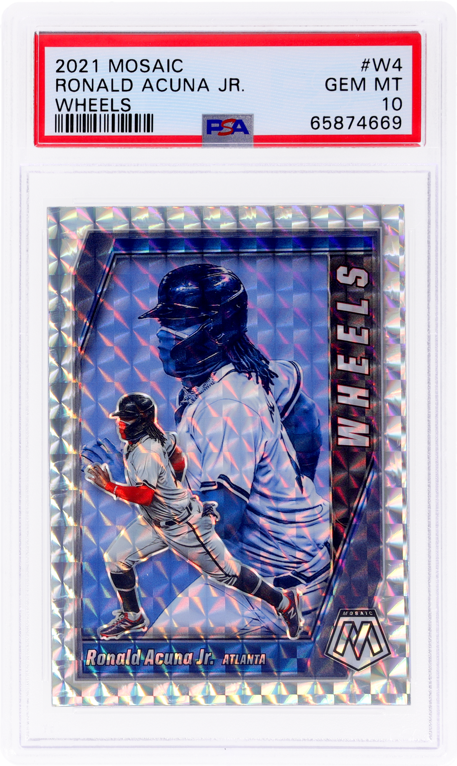 2021 Panini Mosaic Wheels Prizm Ronald Acuna Jr. #4 PSA 10