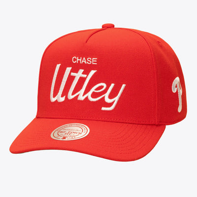 Mitchell & Ness Chase Utley Philadelphia Phillies Red Cooperstown Player Script Pro Pinch Snapback Hat