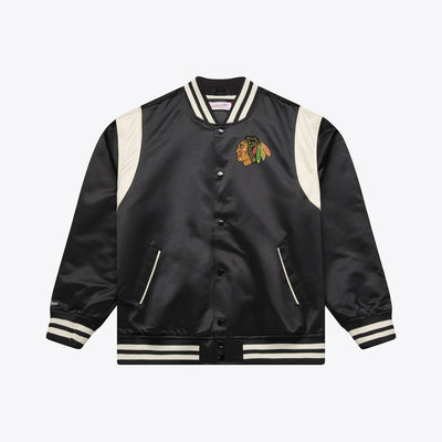 Mitchell & Ness Chicago Blackhawks Black Retro Roots Lightweight Satin Full-Snap Jacket