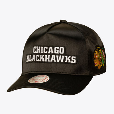 Mitchell & Ness Chicago Blackhawks Black Zig Zag Satin Pro Pinch Snapback Hat