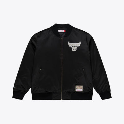 Mitchell & Ness Chicago Bulls Black Chrome Full-Zip Bomber Jacket