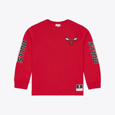 Mitchell & Ness Chicago Bulls Red Triple Check Long Sleeve T-Shirt