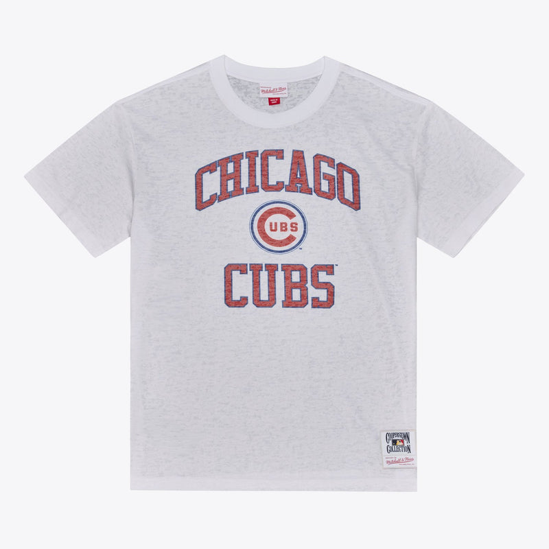 Mitchell & Ness Chicago Cubs White Burnout T-Shirt