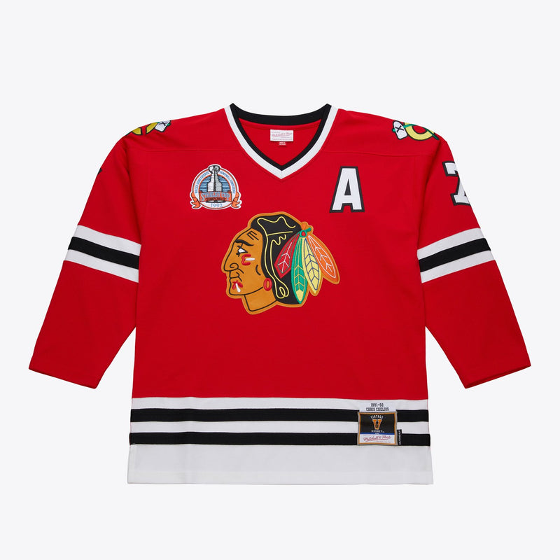 Mitchell & Ness Chris Chelios Chicago Blackhawks 1991-92 Red Power Play Player Jersey