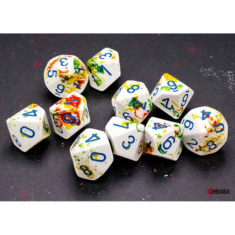 Chessex Brush Breezy with Blue Ten d10 Dice Set (10 Dice)