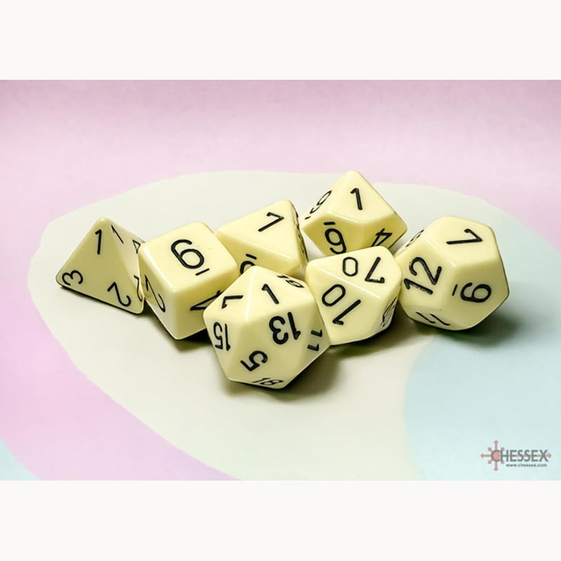 Chessex Opaque Polyhedral 7-Die Set - Pastel Yellow/Black