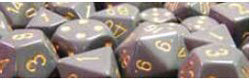 Chessex Opaque 16mm D6 Dice Set (12 Count) - Dark Grey with Copper