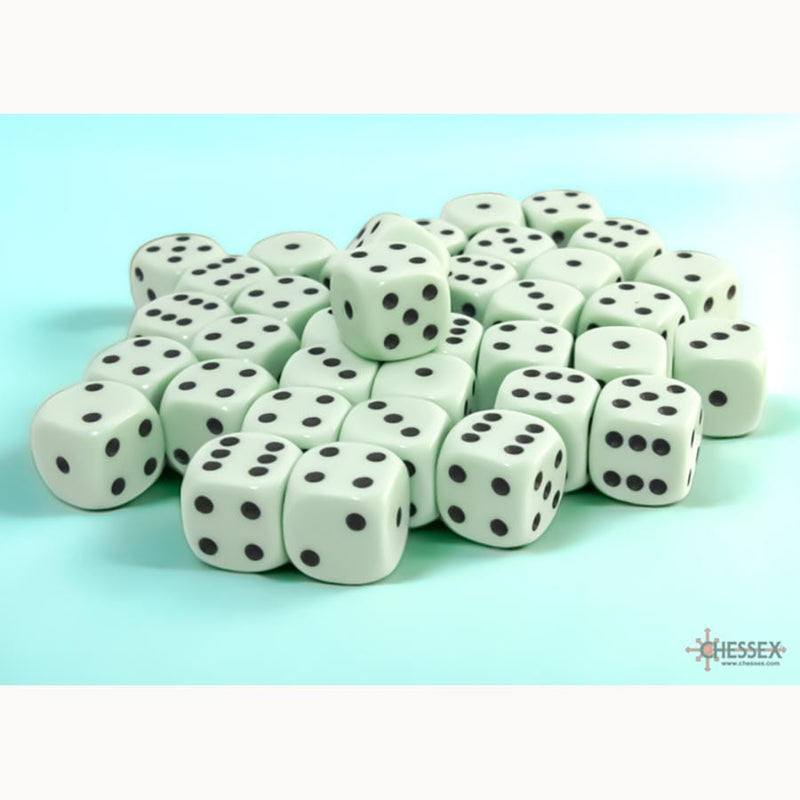 Chessex Opaque 12mm D6 Dice Block (36 Count) - Pastel Green/Black