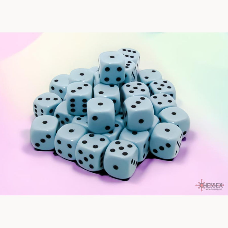 Chessex Opaque 12mm d6 Dice Block (36 Count) - Pastel Blue/Black