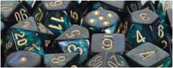 Chessex Scarab 16mm d6 Dice Block (12 Count) - Jade/Gold
