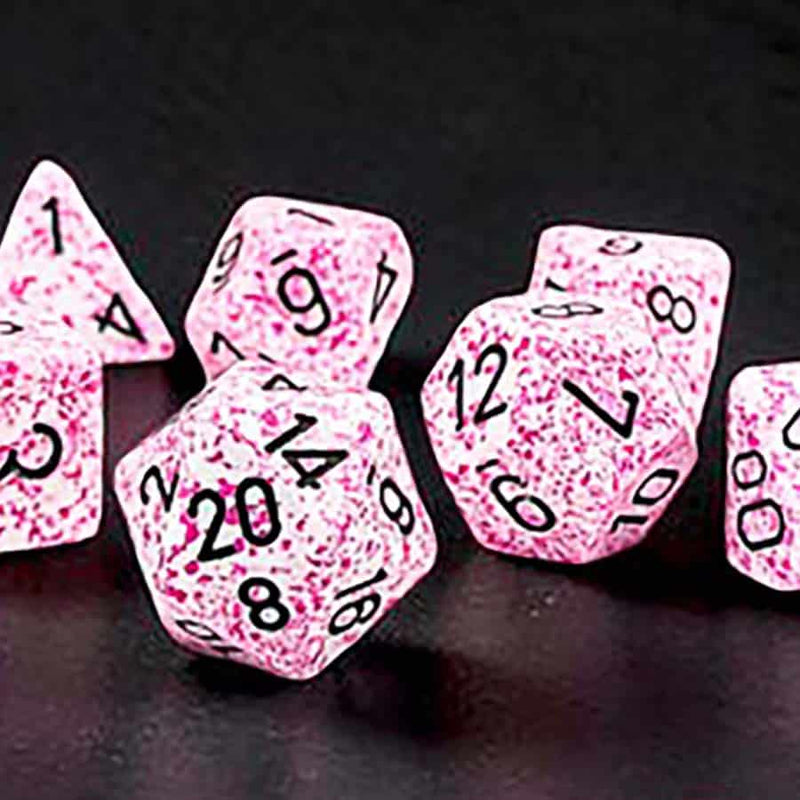 Chessex Speckled 16mm D6 Dice Block - Pink with Black (12 Dice)