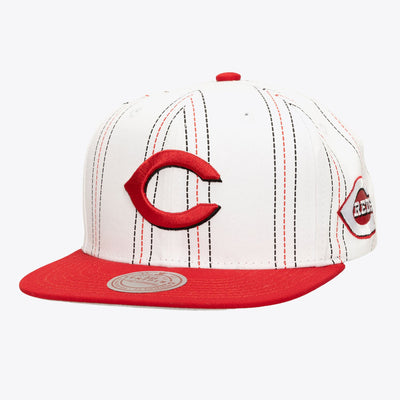 Mitchell & Ness Cincinnati Reds White Triplin Snapback Hat