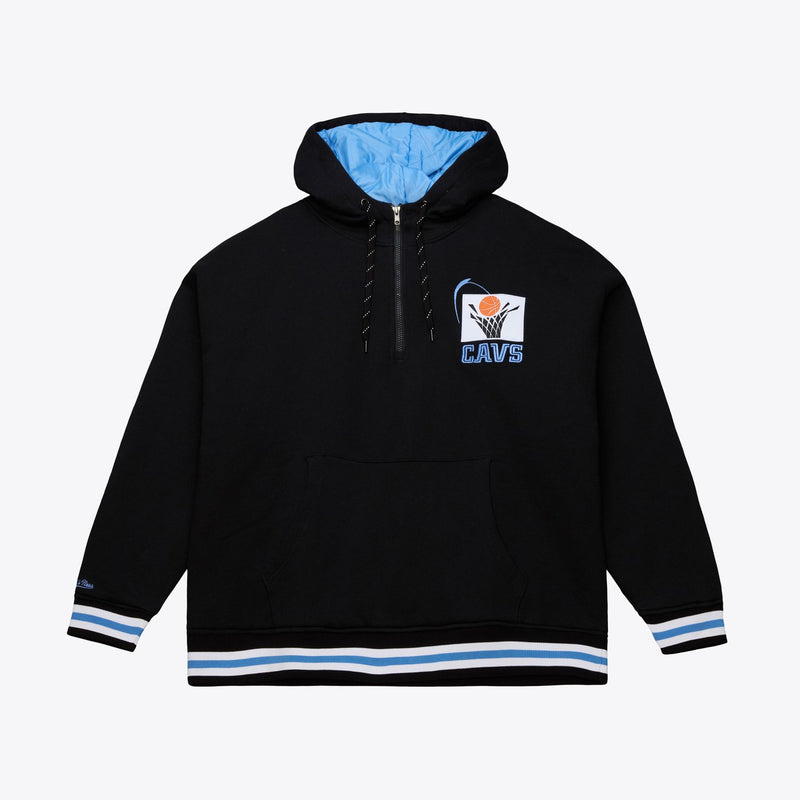 Mitchell & Ness Cleveland Cavaliers Black Throwback Quilted Fleece Quarter-Zip Hoodie