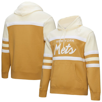 New York Mets Mitchell & Ness Head Coach Pullover Hoodie - Tan/Cream
