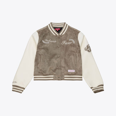Mitchell & Ness Women's Indiana Fever Tan/Cream Varsity Full-Snap Jacket