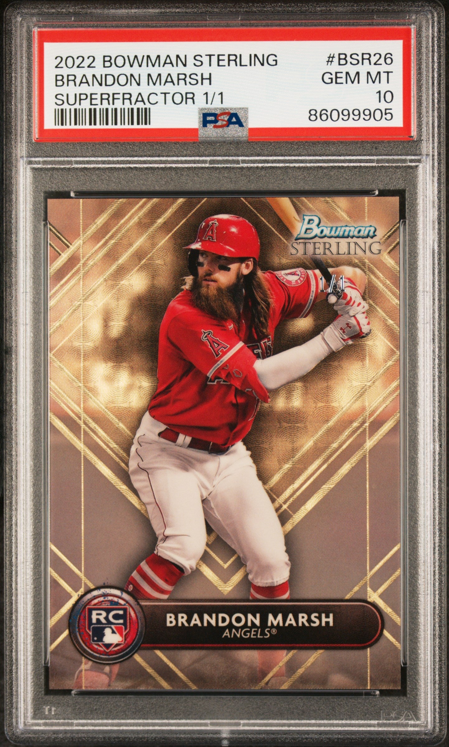 2022 Bowman Sterling Superfractor Brandon Marsh #BSR26 RC 1/1 PSA 10