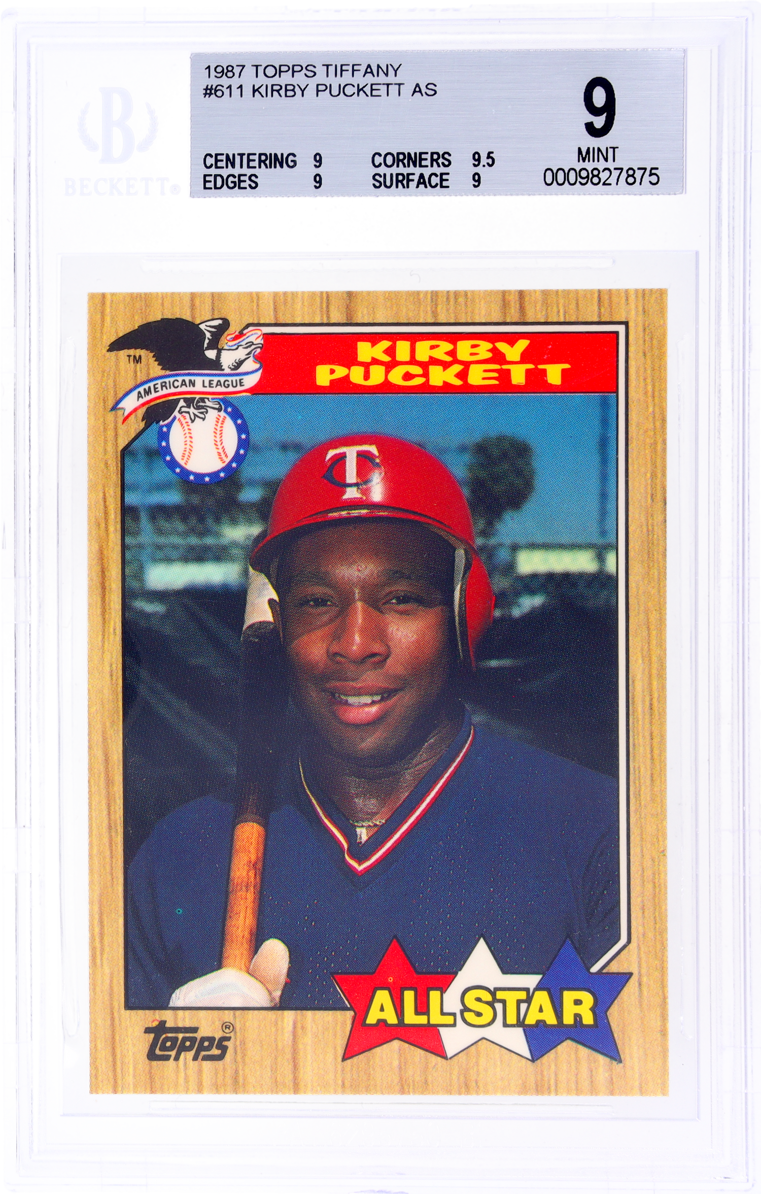 1987 Topps Tiffany Kirby Puckett #611 BGS 9