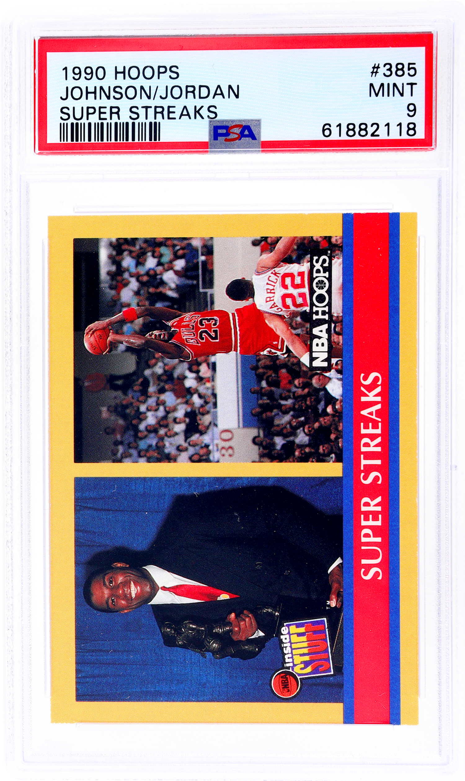 1990 Hoops #385 Magic Johnson/Michael Jordan Super Streaks PSA 9