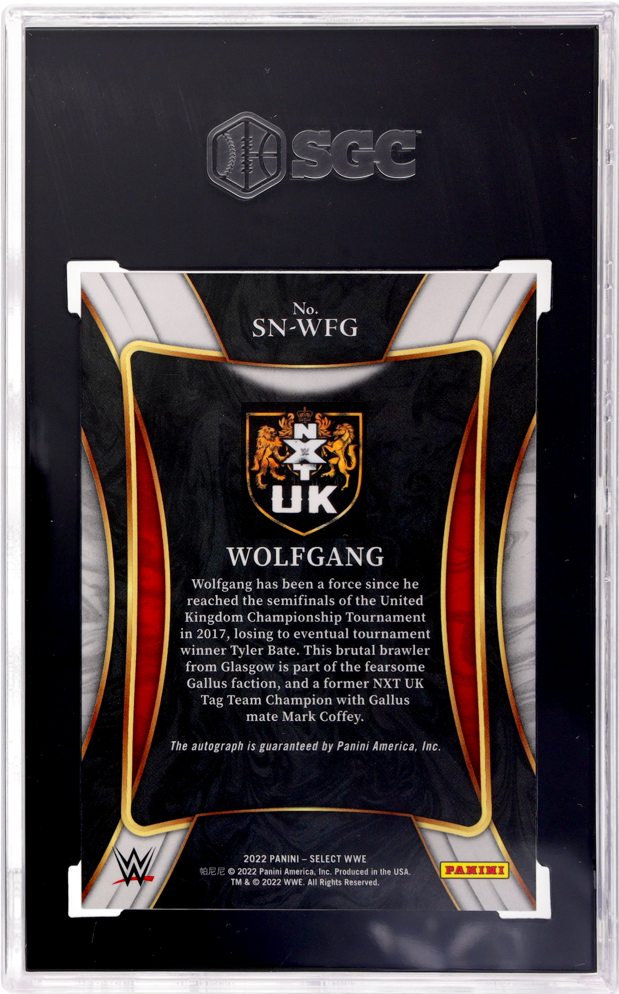 2022 Panini Select WWE Signature Selections Wolfgang SGC 9.5