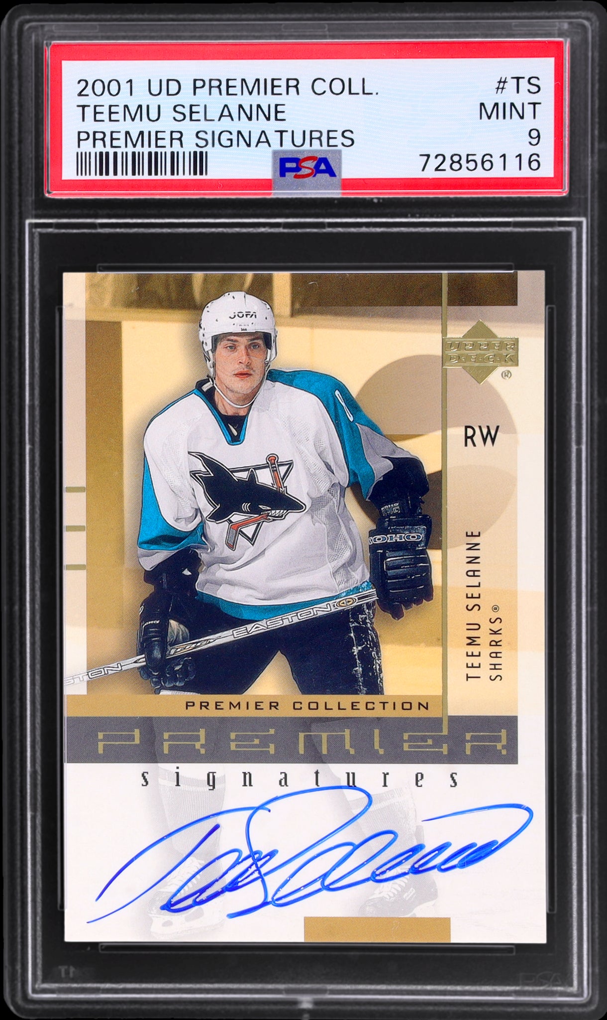 2001 UD Premier Collection #TS Teemu Selanne Signature PSA 9