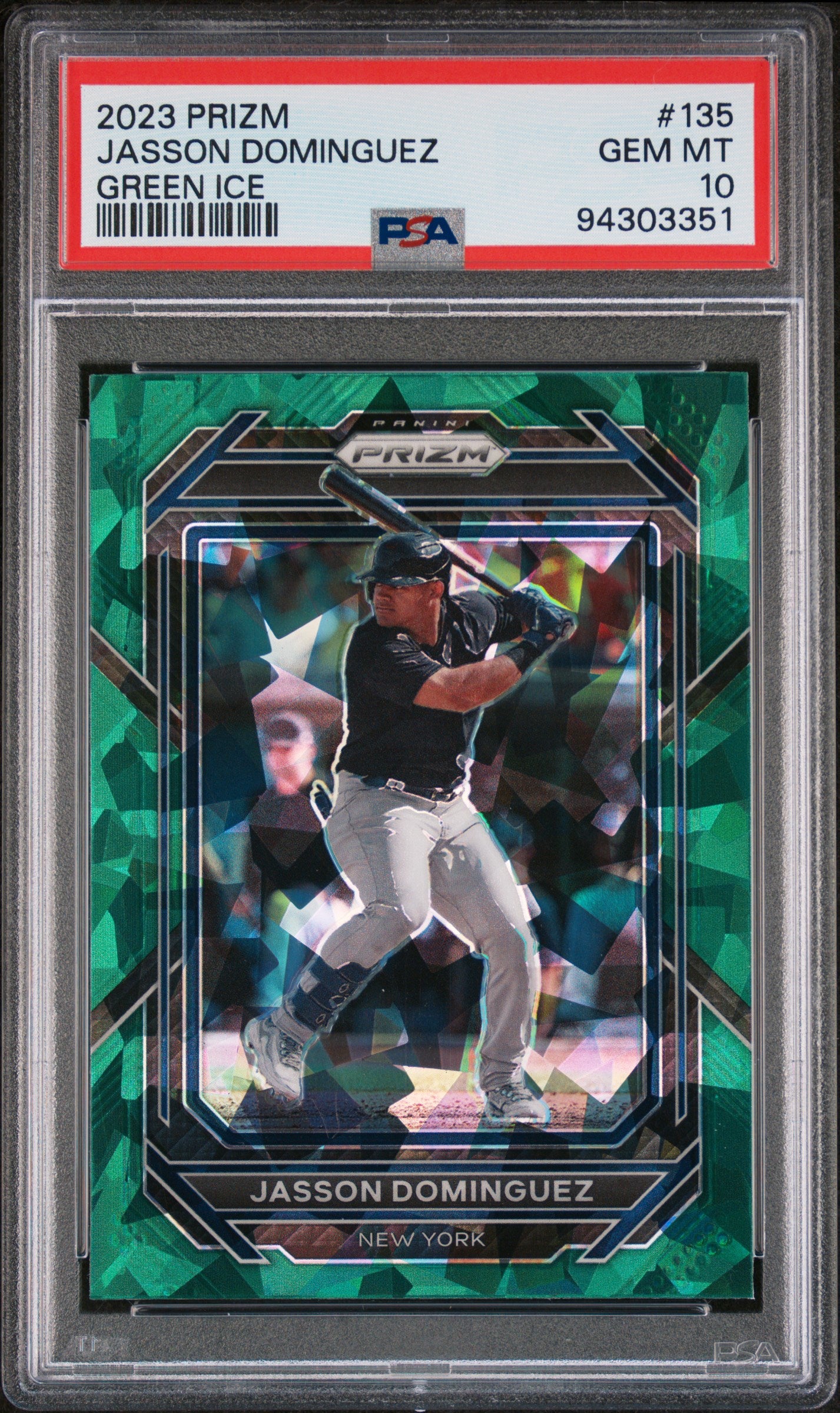 2023 Panini Prizm Green Ice Jasson Dominguez #135 PSA 10