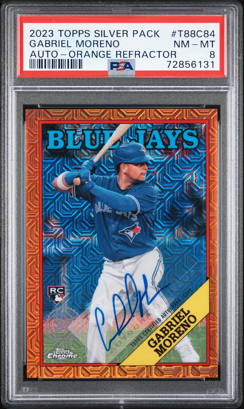 2023 Topps Silver Pack 1988 Chrome Autograph Orange Refractor Gabriel Moreno #T88C84 /25 /8 PSA 8