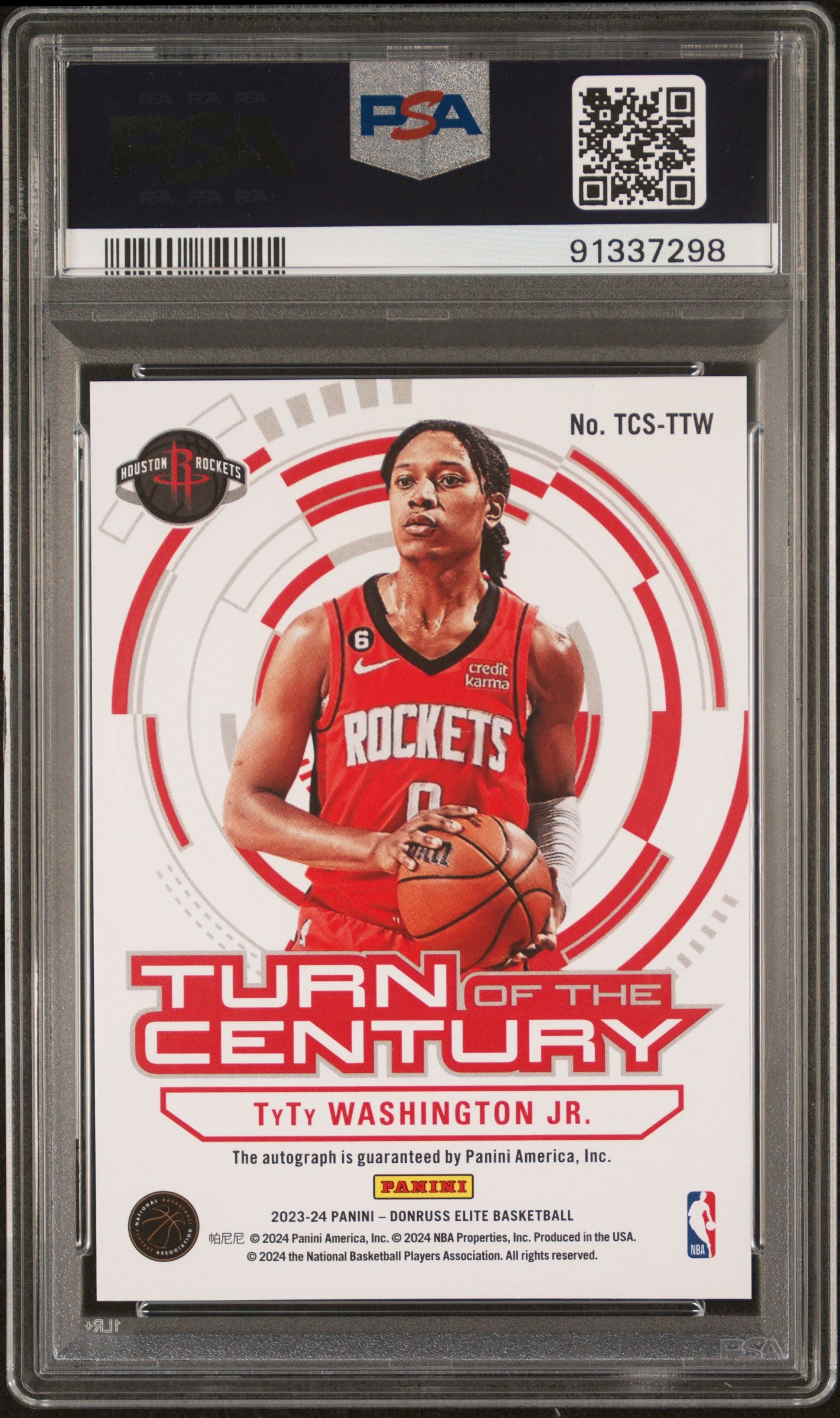 2023 Panini Donruss Elite Turn of the Century Signatures #TCSTTW Tyty Washington Jr. Turn/Century Sig-Gold PSA 10