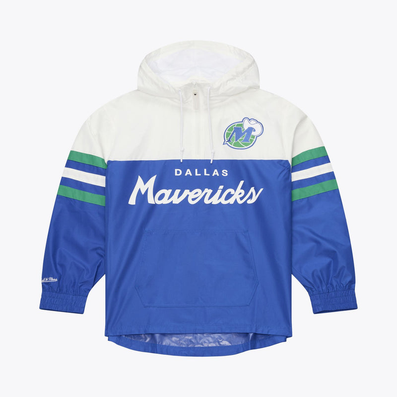 Mitchell & Ness Dallas Mavericks Blue Head Coach Lightweight Anorak Quarter-Zip Windbreaker