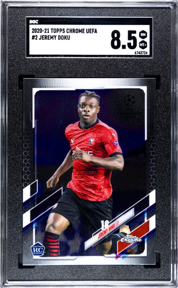 2020 Topps Chrome UEFA Champions League Jeremy Doku #2 SGC 8.5