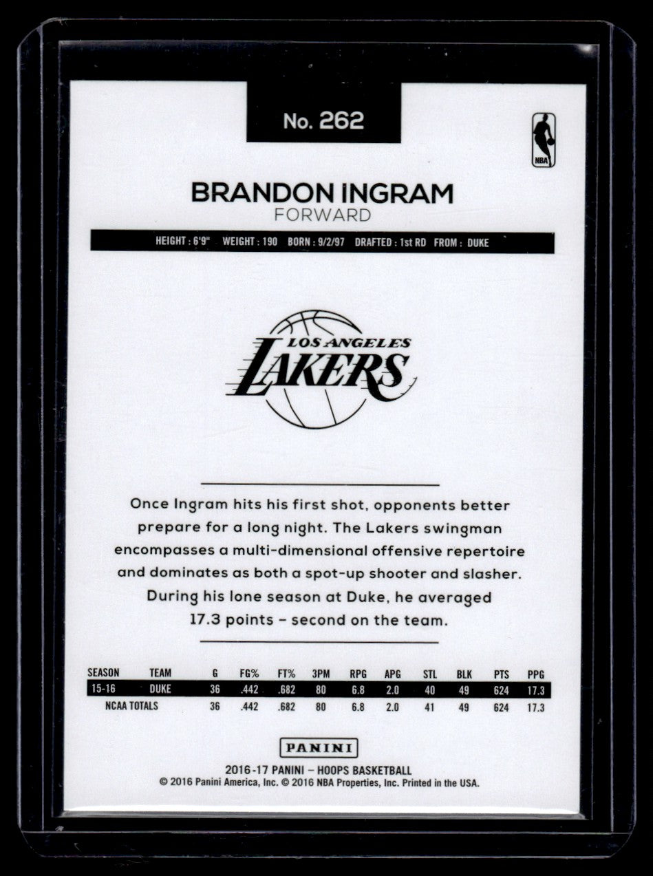 2016 Panini NBA Hoops #262 Brandon Ingram Blue SP Rookie