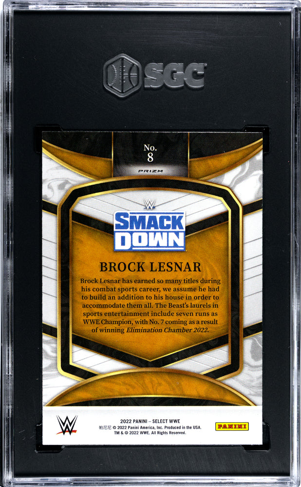 2022 Select WWE Championship Silver Prizm Brock Lesnar #8 SGC 10