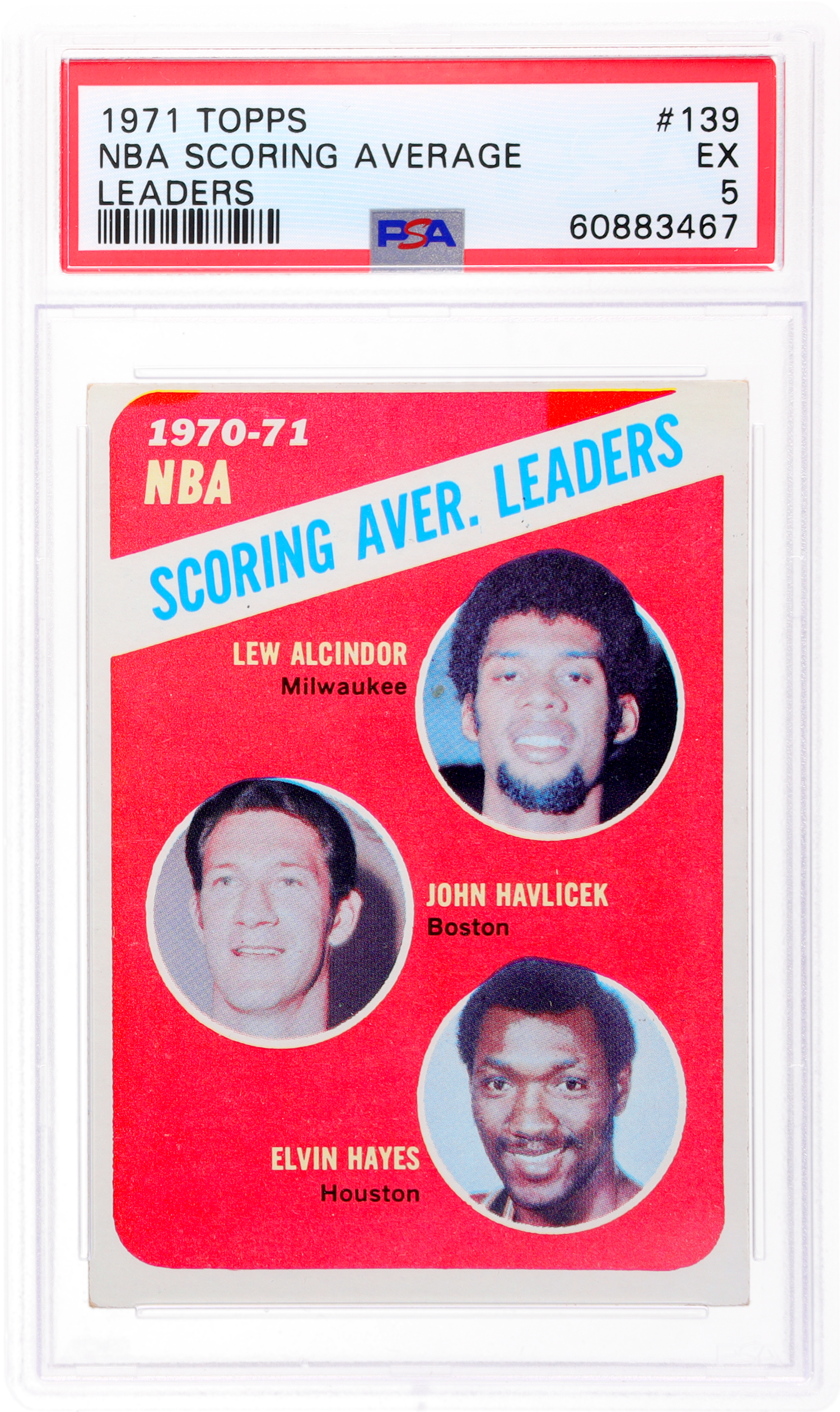 1971 Topps #139 Elvin Hayes/John Havlicek/Lew Alcindor PSA 5