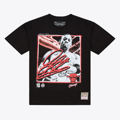 Mitchell & Ness Dennis Rodman Chicago Bulls Black Freeze Frame Classic T-Shirt