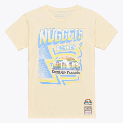 Mitchell & Ness Denver Nuggets Cream Sidewalk Sketch T-Shirt