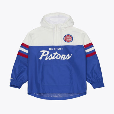 Mitchell & Ness Detroit Pistons Blue Head Coach Lightweight Anorak Quarter-Zip Windbreaker
