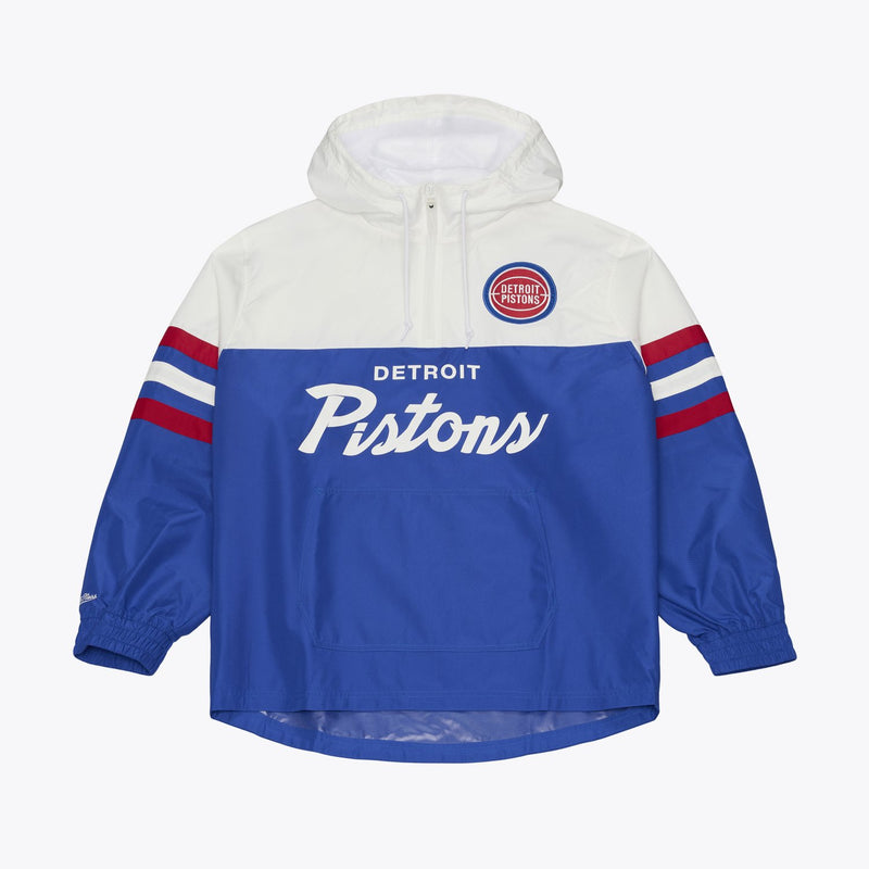 Mitchell & Ness Detroit Pistons Blue Head Coach Lightweight Anorak Quarter-Zip Windbreaker