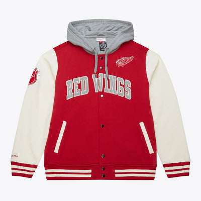 Mitchell & Ness Detroit Red Wings Scarlet Rinkside Fleece Full-Snap Jacket