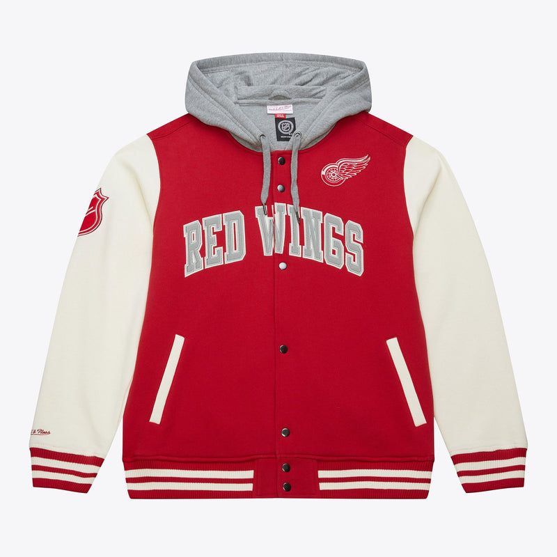 Mitchell & Ness Detroit Red Wings Scarlet Rinkside Fleece Full-Snap Jacket