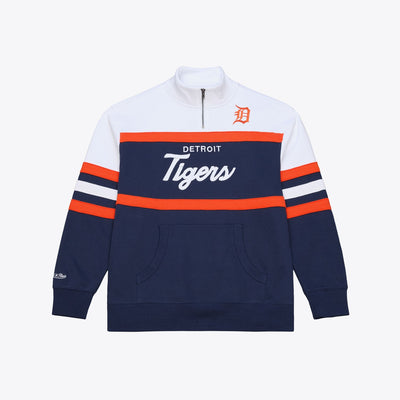 Mitchell & Ness Detroit Tigers Navy Head Coach Quarter-Zip Pullover